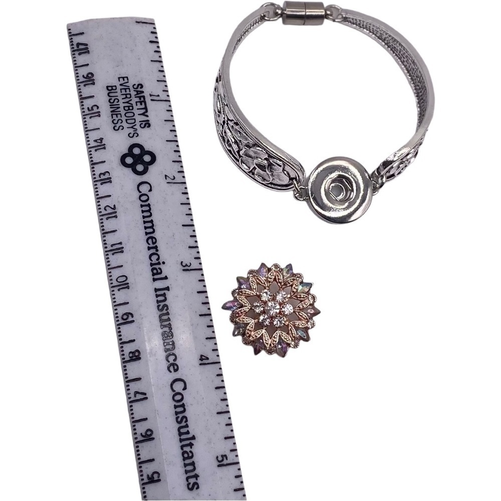 Vintage Style Floral Bracelet Holiday Gift Iridescent Ginger Snap 18mm NWT - Picture 9 of 14